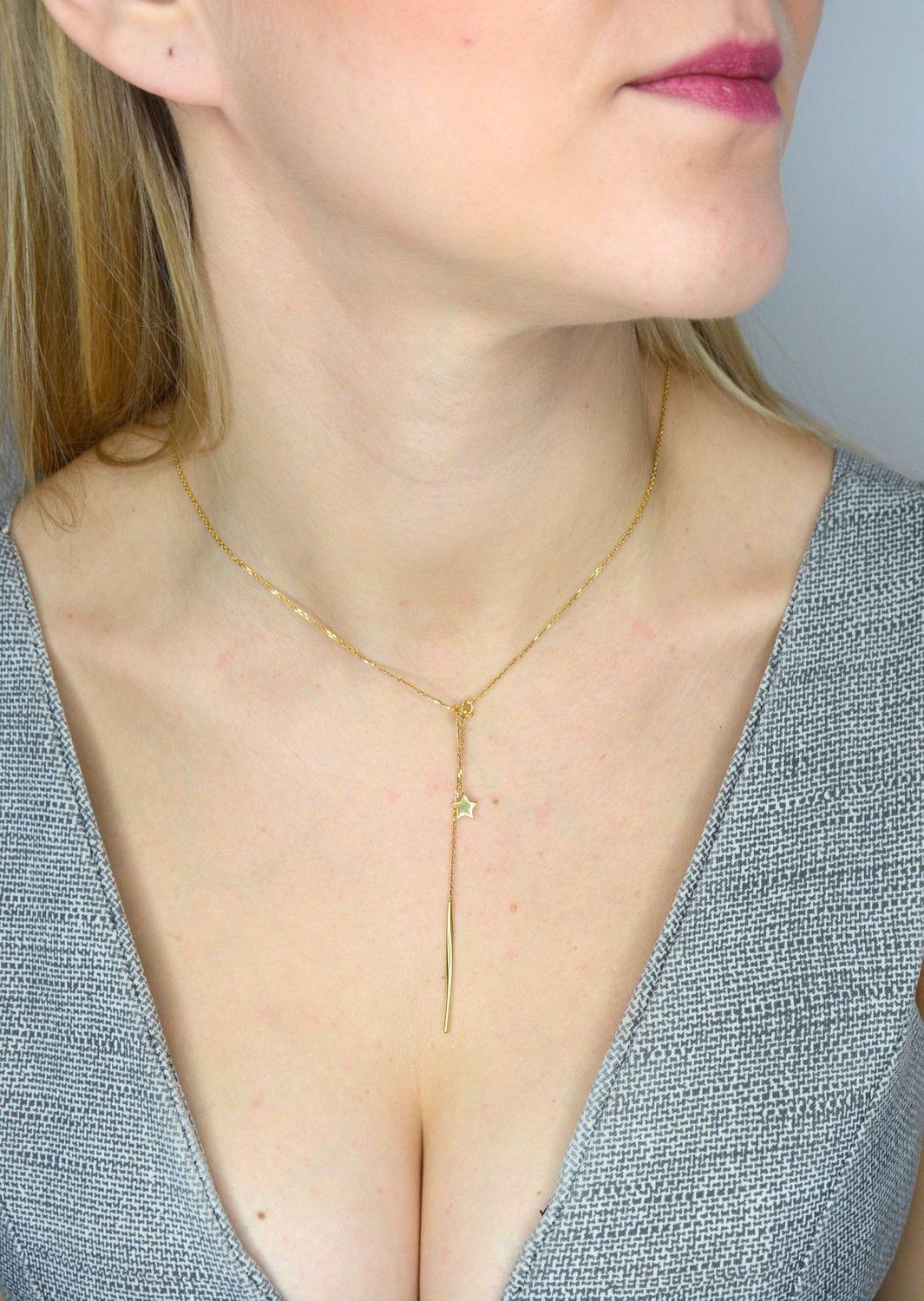 Złoty naszyjnik DALL'ACQUA GOLD łańcuszkowy z gwiazdką i patyczkiem C OZ 81.jpg